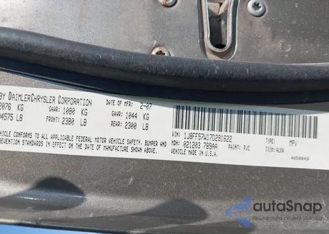 2007 Jeep Compass Limited z USA, uszkodzony, nr VIN 1J8FF57W17D291622